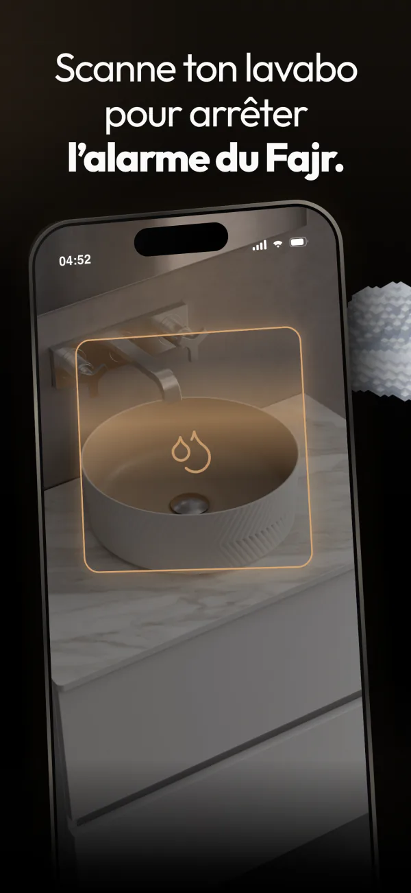 Scanne ton lavabo pour arrêter l'alarme du Fajr.